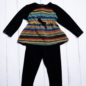 Baby girl Navy Velour Outfit